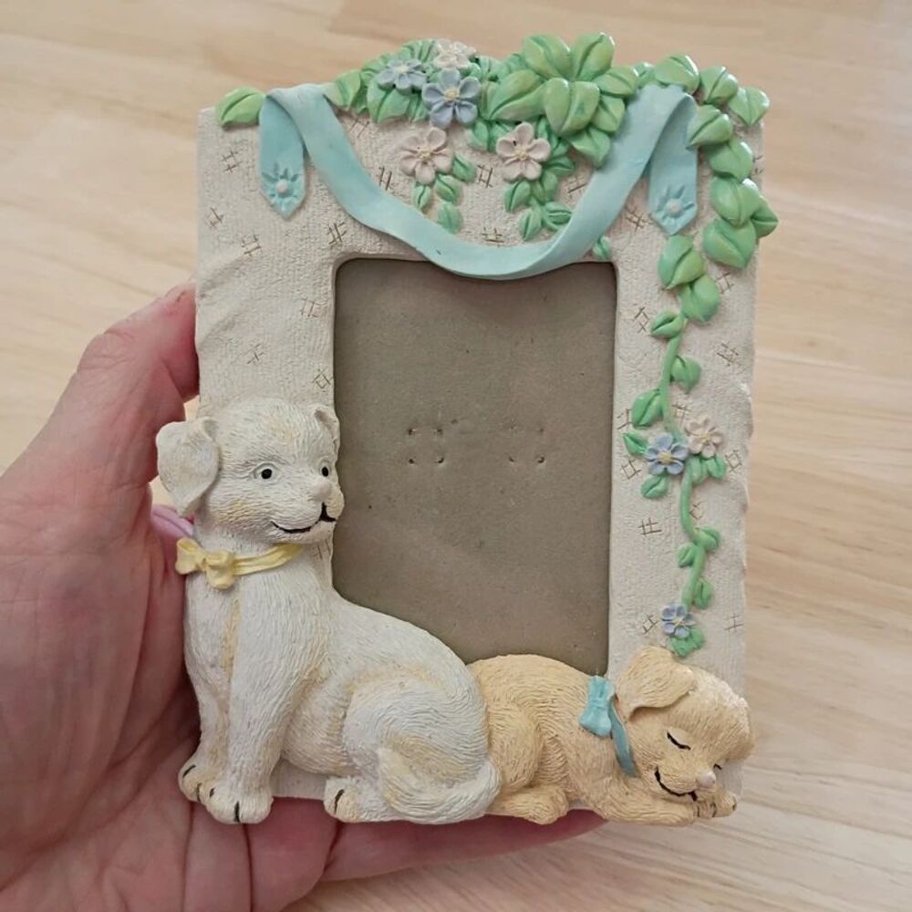 Cute Dogs on Small Resin Picture Frame Colorful